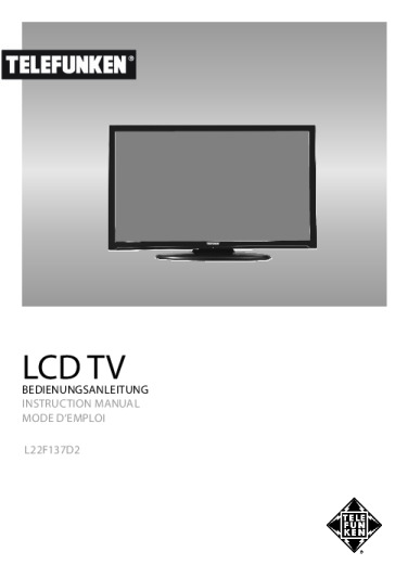 Telefunken L22F137D2 LED fernseher Bedienungsanleitung