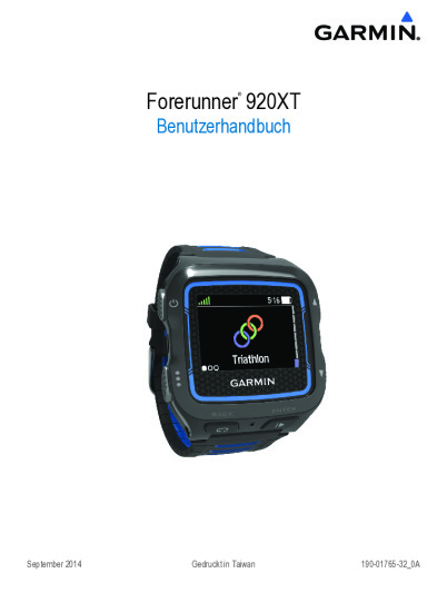 Garmin Forerunner 920XT Bedienungsanleitung