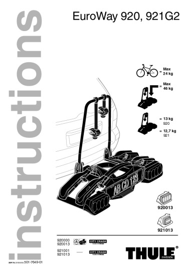 Thule EuroWay G2 922 Bedienungsanleitung