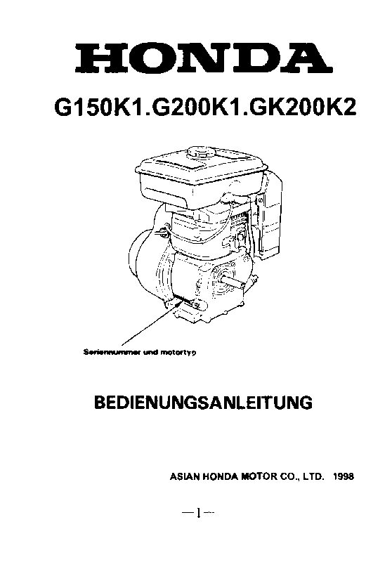 Honda Engines G200 Bedienungsanleitung