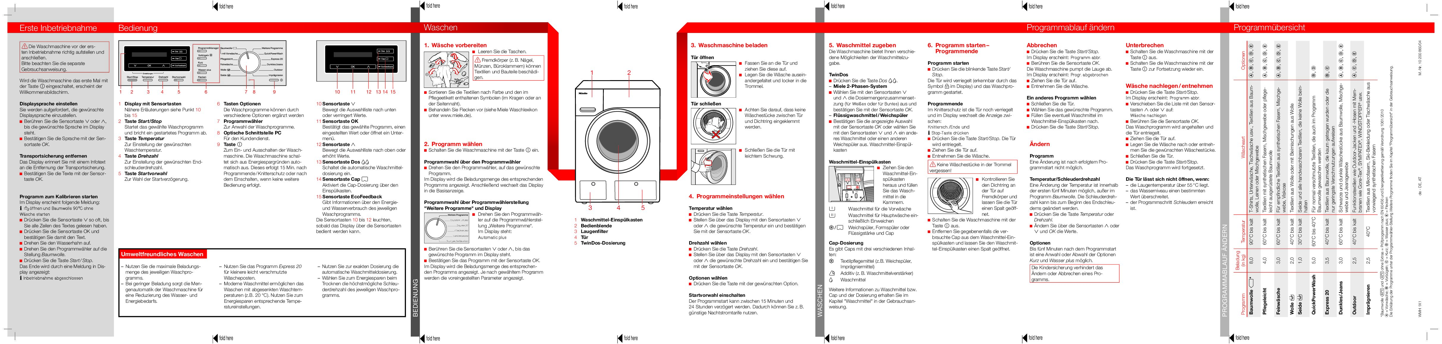 Miele WMM122 WPS PowerWash 2.0 Bedienungsanleitung