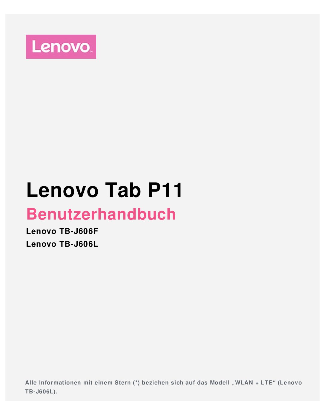 Lenovo Tab P11 - TB-J606 Bedienungsanleitung