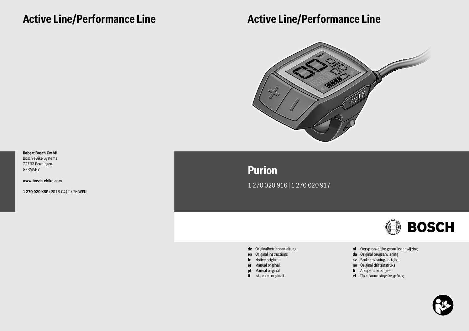 Bosch Purion Performance Line Bedienungsanleitung