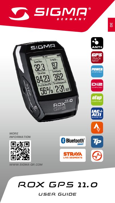 Sigma ROX GPS 11.0 Bedienungsanleitung