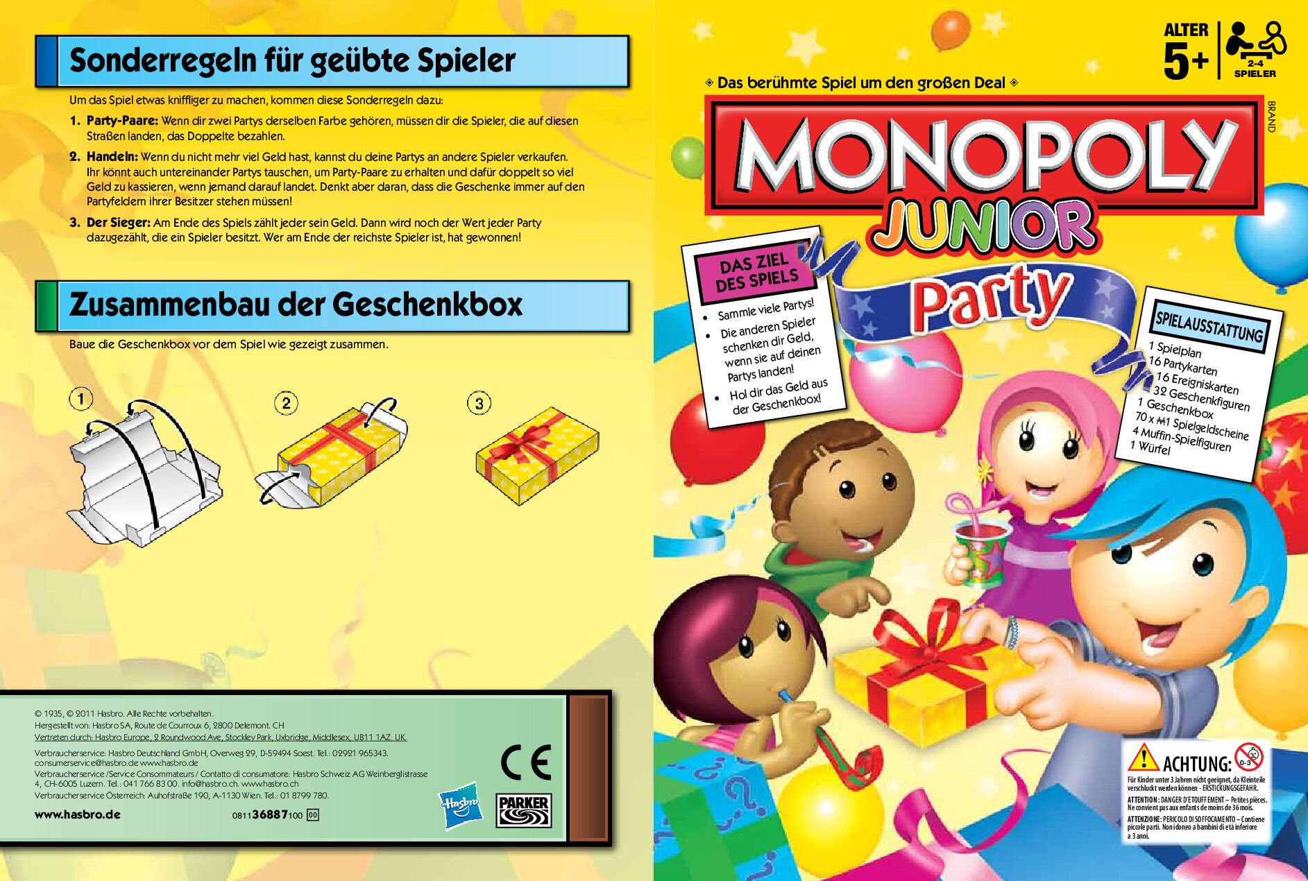 Hasbro Monopoly Junior Party Bedienungsanleitung