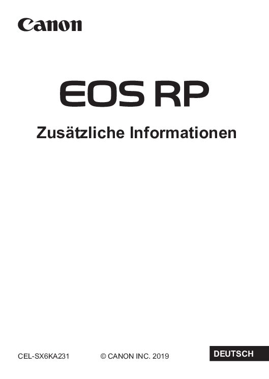 Canon EOS RP Bedienungsanleitung
