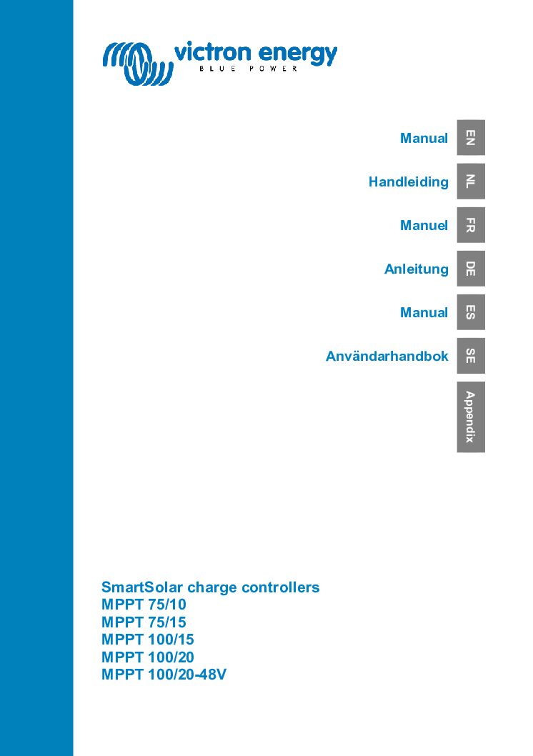 Victron SmartSolar MPPT 100 20 Bedienungsanleitung