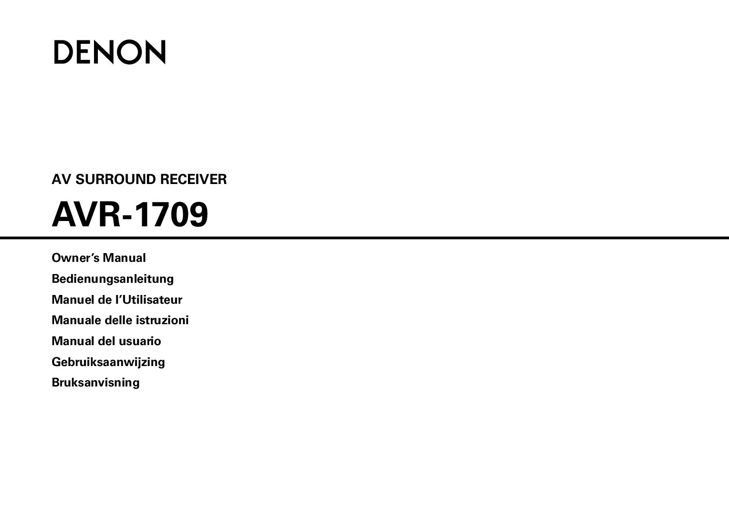 Denon AVR-1709 Bedienungsanleitung