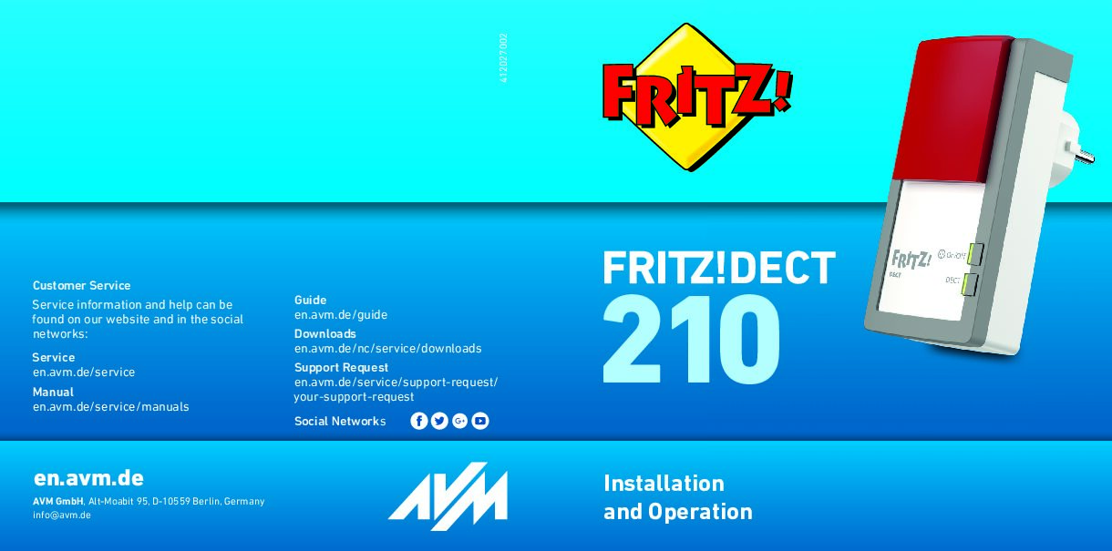 AVM FRITZ DECT 210 Bedienungsanleitung