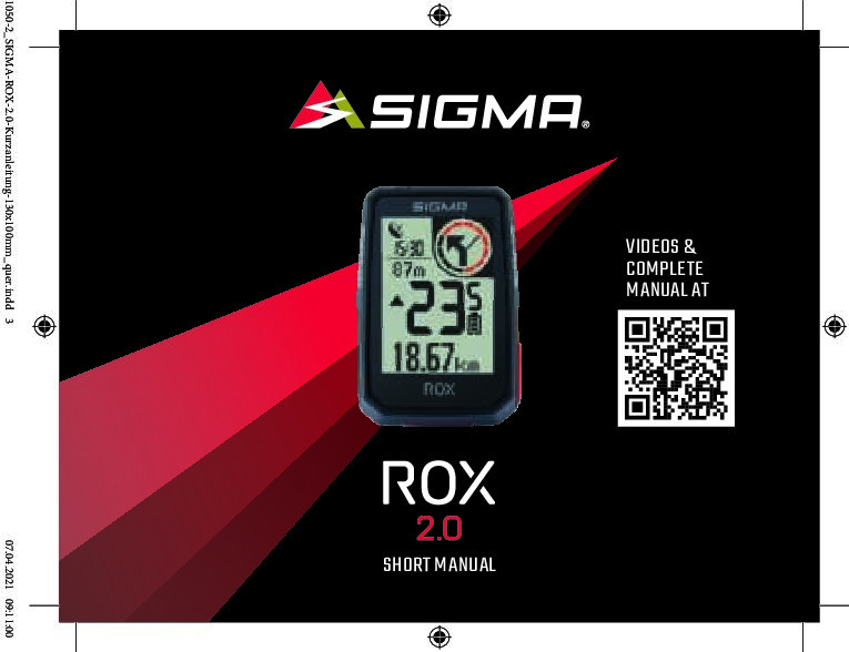 Sigma ROX 2.0 Bedienungsanleitung