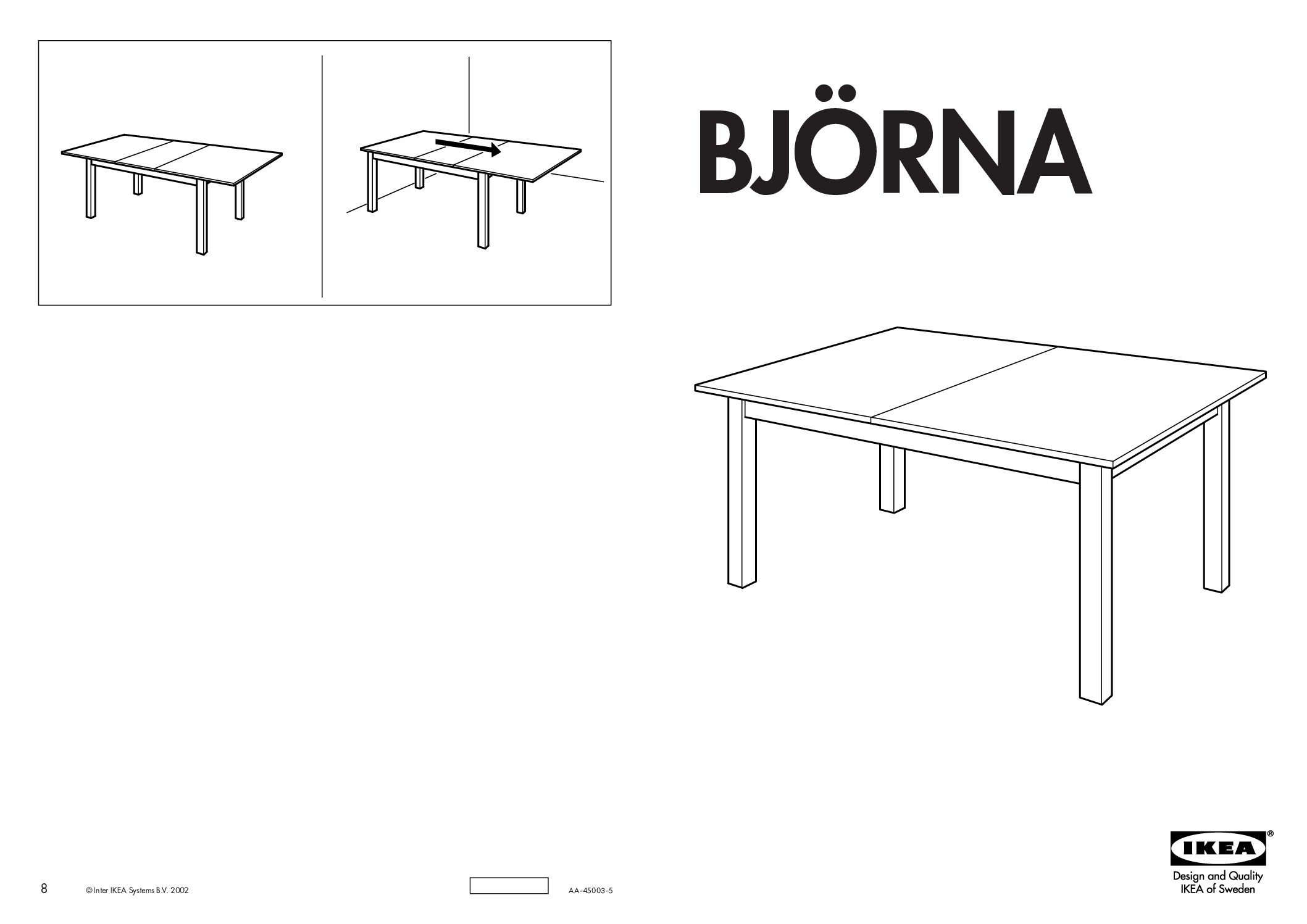 Ikea Bjorna tafel Bedienungsanleitung