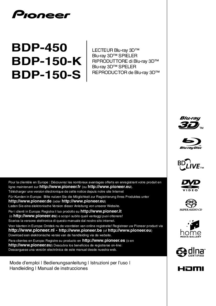 Pioneer BDP-450 Bedienungsanleitung