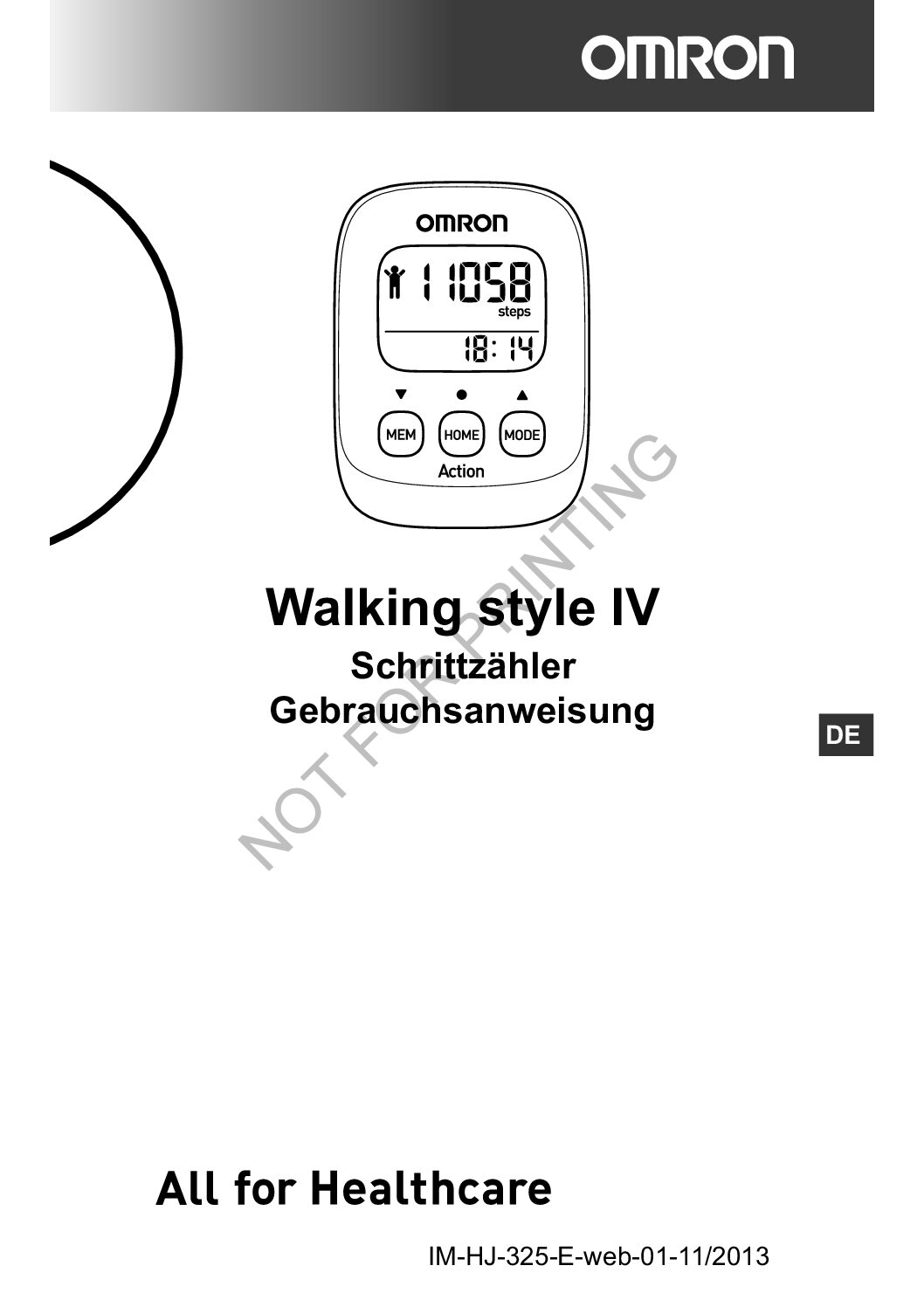 Omron HJ-325 - Walking style IV Bedienungsanleitung