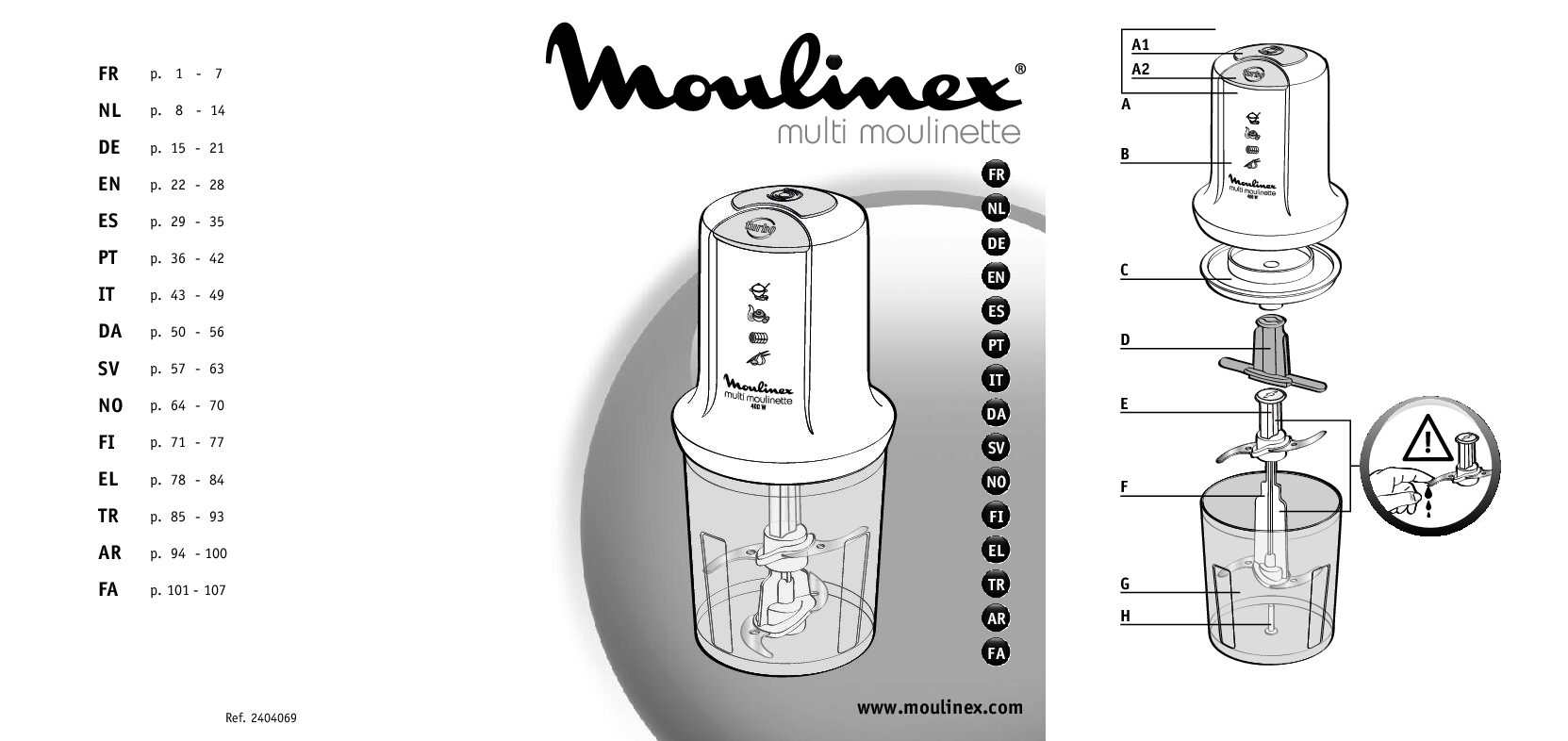 Moulinex MULTI MOULINETTE AT712G Bedienungsanleitung