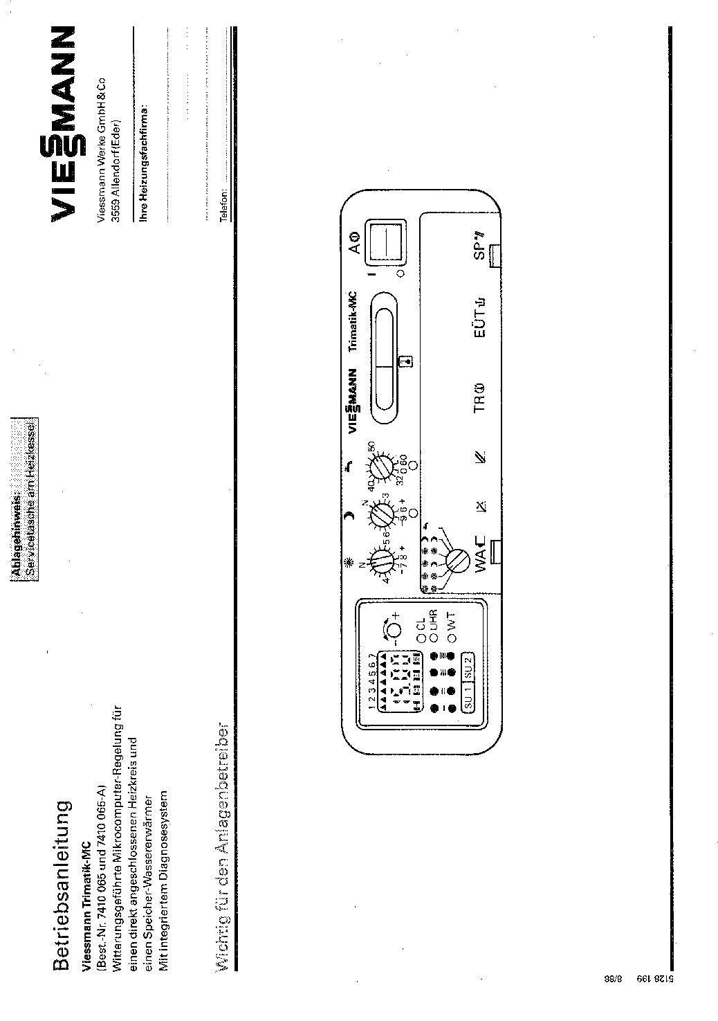 Viessmann Trimatik MC 7410065 Bedienungsanleitung