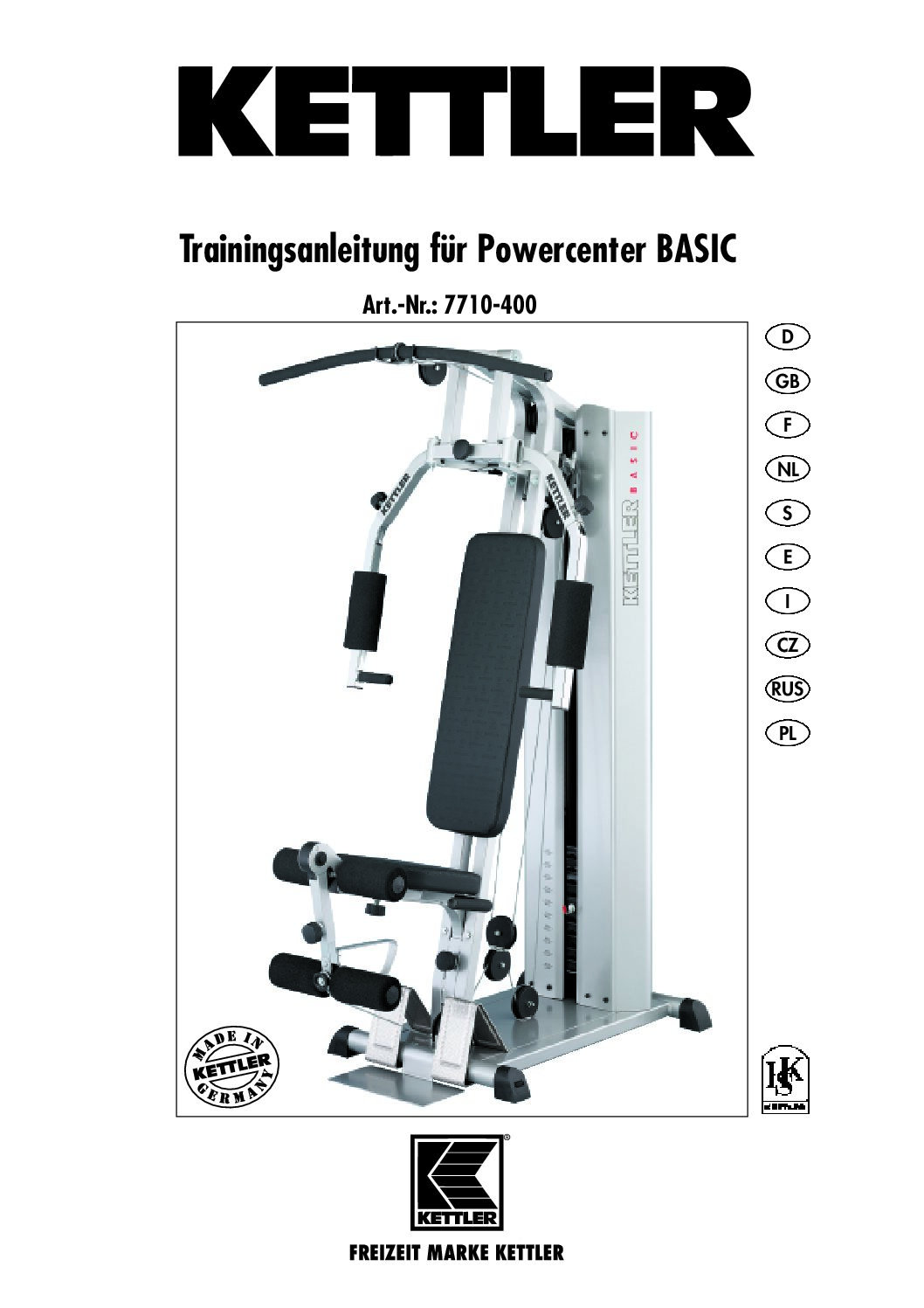 Kettler Powercenter BASIC 07710-400 Bedienungsanleitung