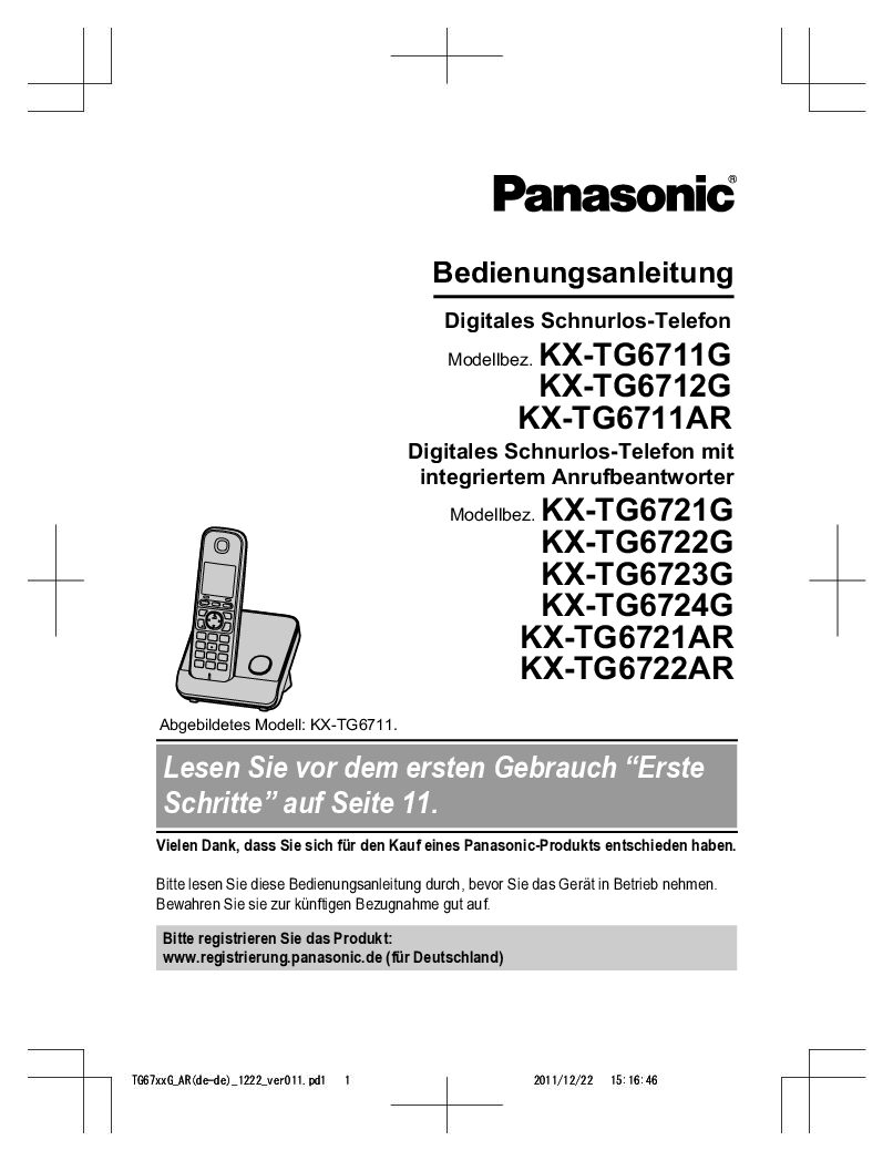 Panasonic KX-TG6721 Bedienungsanleitung