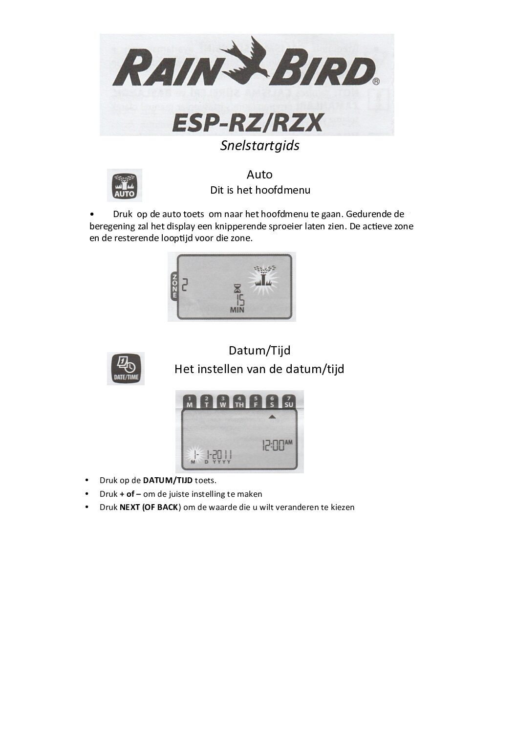 RAINBIRD ESP-RZX. Bedienungsanleitung