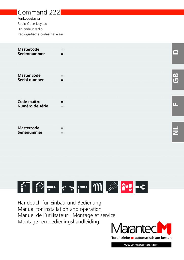 Marantec Command 222 Bedienungsanleitung