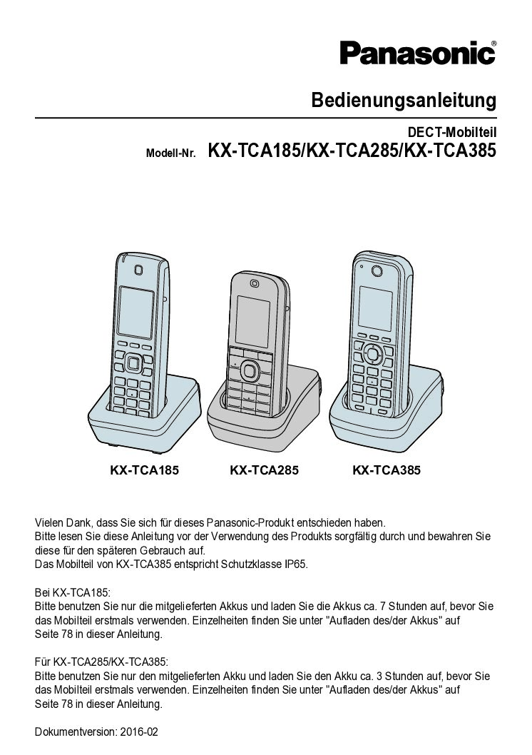 Panasonic KX-TCA285 Bedienungsanleitung