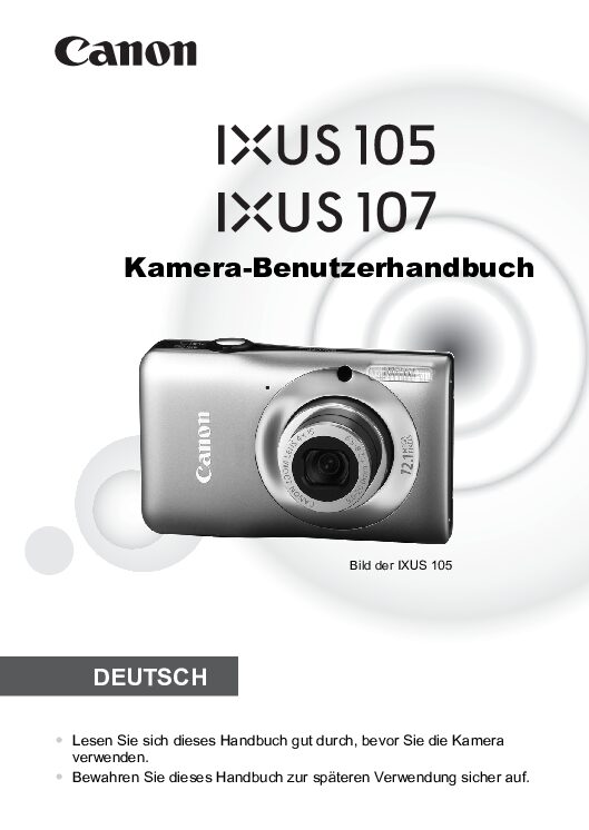 Canon ixus 105 Bedienungsanleitung