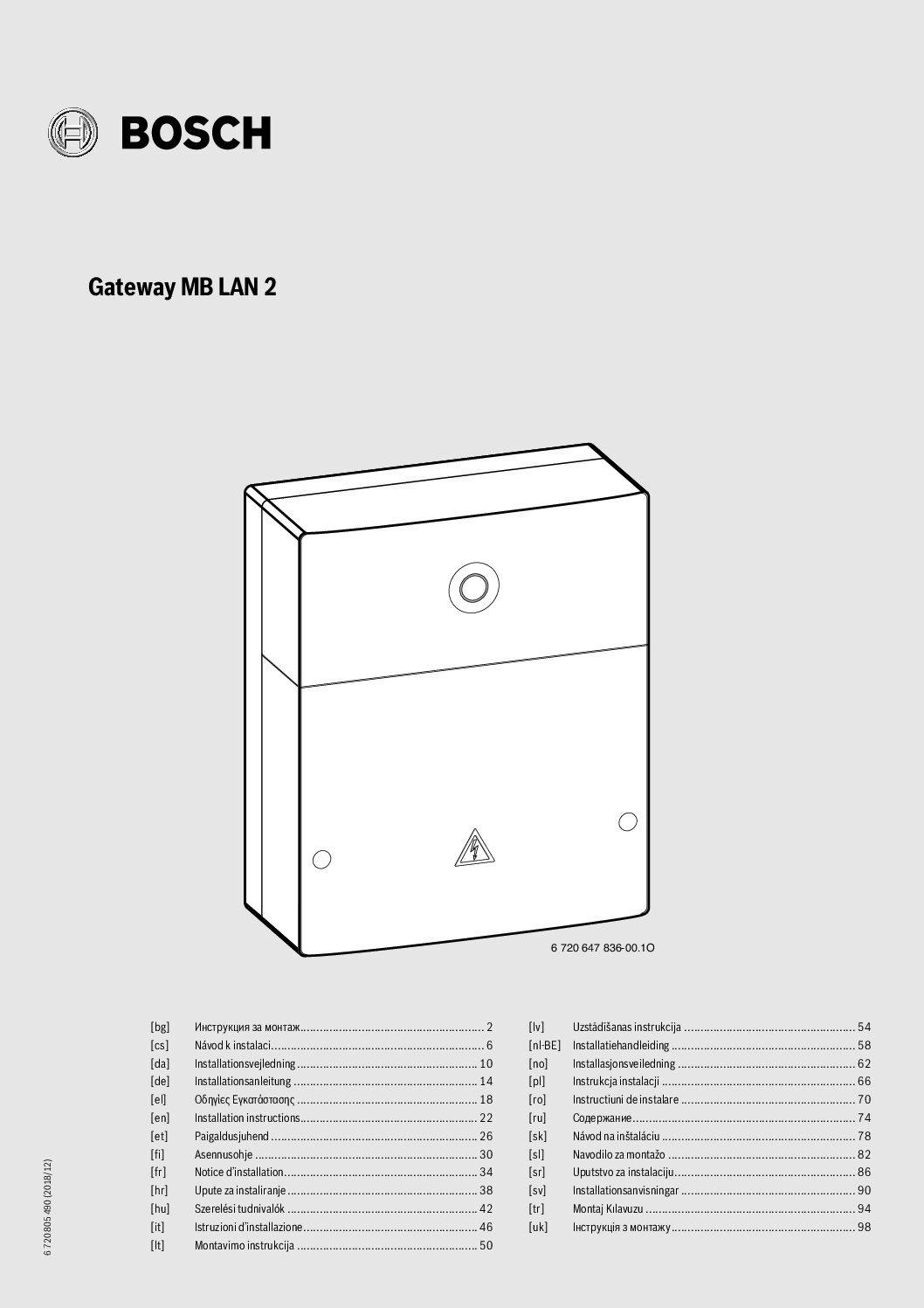 Bosch MB LAN 2 - Gateway Bedienungsanleitung