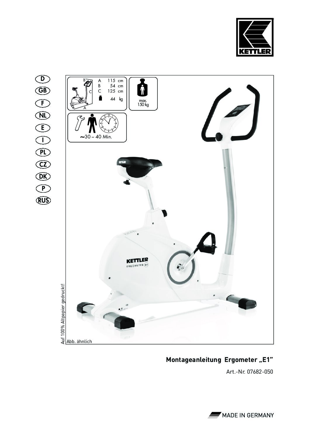 Kettler E1 - 07682-050 Bedienungsanleitung