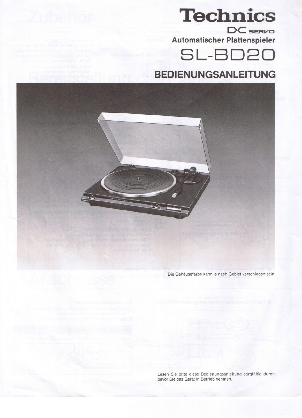 Technics SL-BD20 Bedienungsanleitung