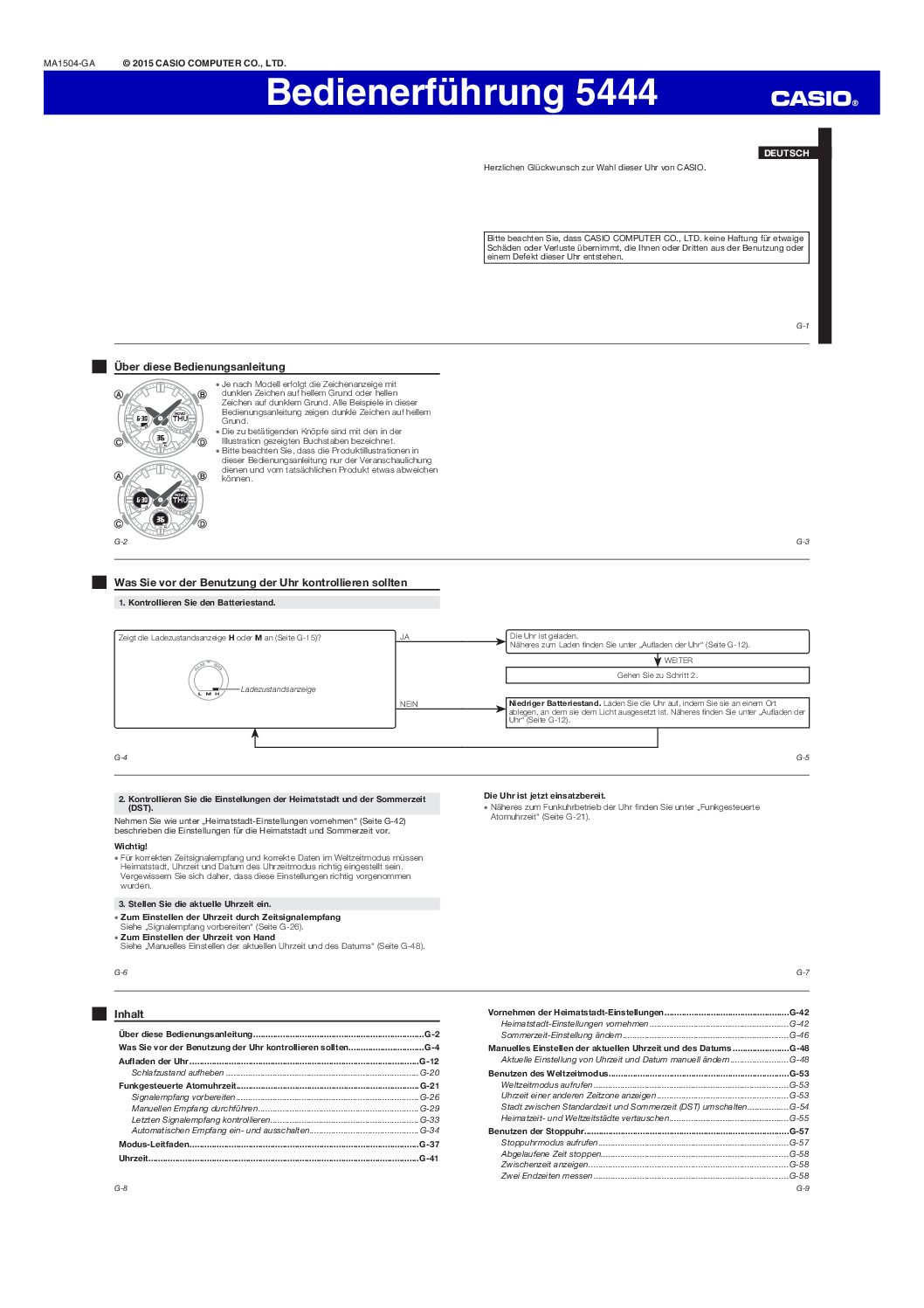 Casio 5444 Bedienungsanleitung