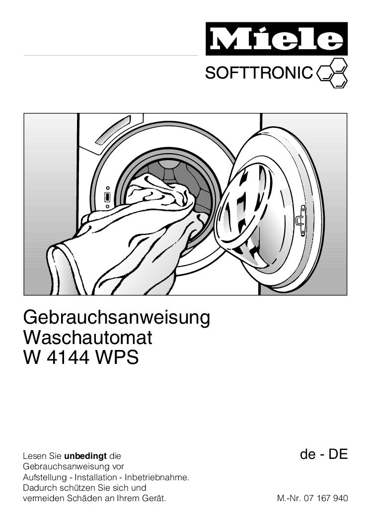 Miele w 4144 wps softronic Bedienungsanleitung