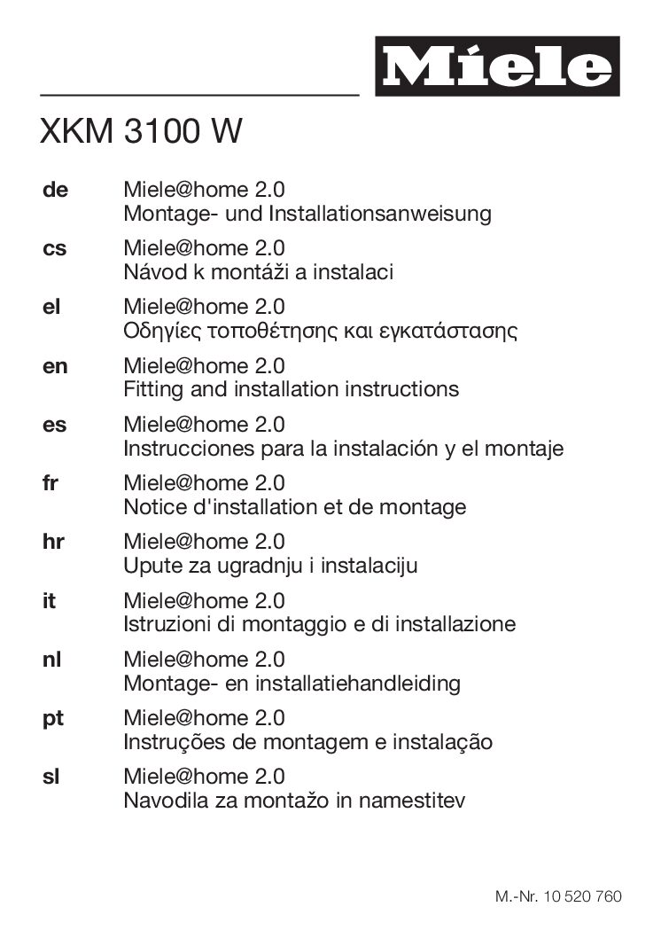 Miele XKM 3100 W - Miele at home 2.0 WLAN-Module Bedienungsanleitung