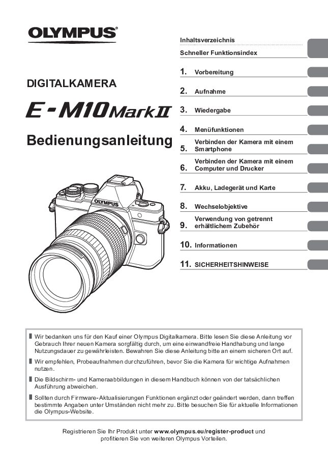 Olympus E-M10 Mark II Bedienungsanleitung