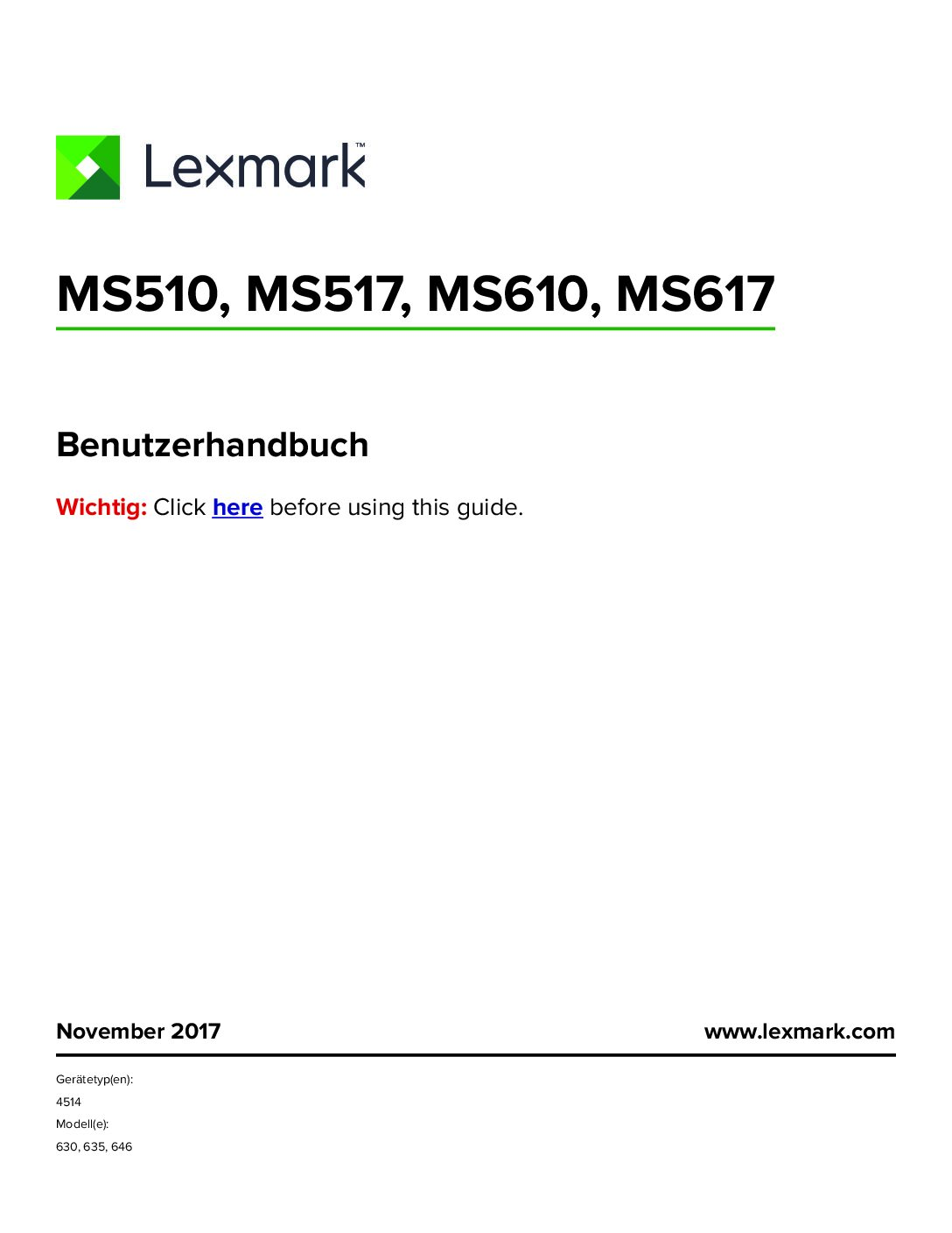 Lexmark MS510 Bedienungsanleitung